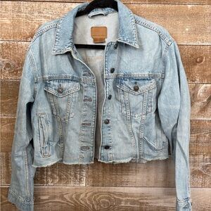 American Eagle Outfitters Light Blue Cropped Denim Jacket
